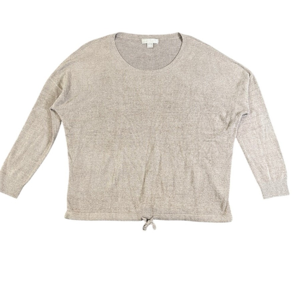 Barefoot Dreams CozyChic Ultra Lite Drawstring Pullover Sweater Taupe 495 Medium